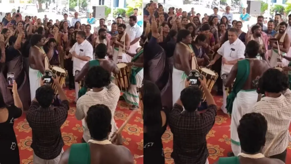 ഡ്രംസ് മാത്രം അല്ല! ശിങ്കാരിമേളയിൽ ചെണ്ടകൊട്ടി മന്ത്രി സജി ചെറിയാൻ – വിഡിയോ വൈറൽ